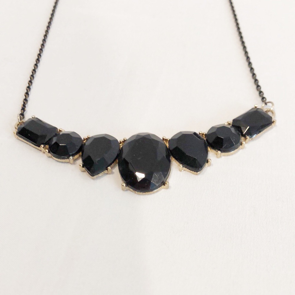 Black Jeweled Costume Necklace